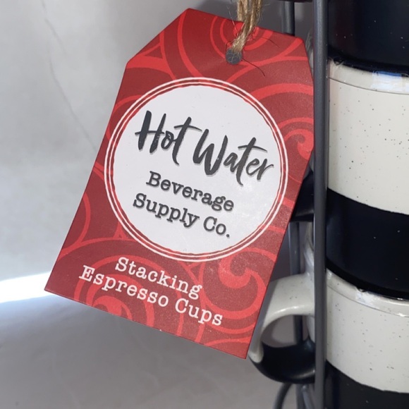 Hot Water 6pc Black and White Espresso Mug Set - Picture 4 of 11